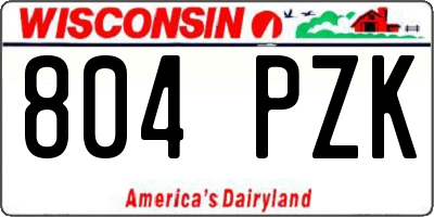WI license plate 804PZK