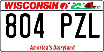 WI license plate 804PZL
