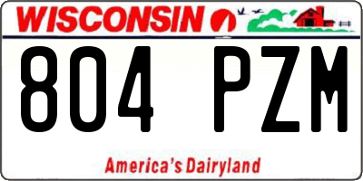 WI license plate 804PZM