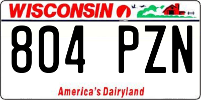 WI license plate 804PZN