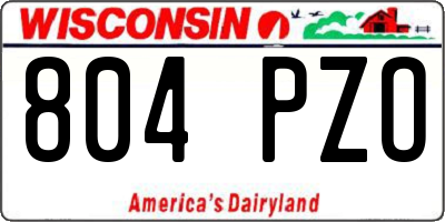 WI license plate 804PZO
