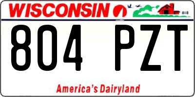 WI license plate 804PZT