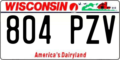 WI license plate 804PZV