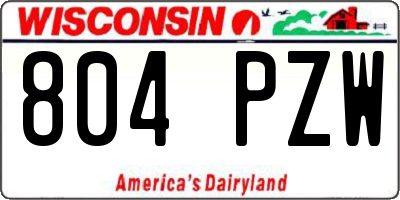 WI license plate 804PZW
