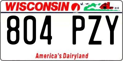 WI license plate 804PZY