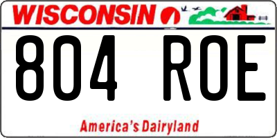 WI license plate 804ROE