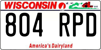 WI license plate 804RPD