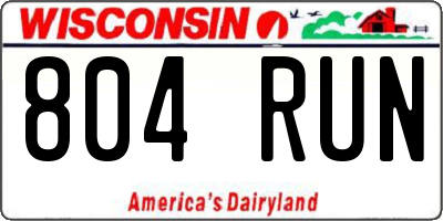 WI license plate 804RUN
