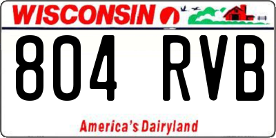 WI license plate 804RVB