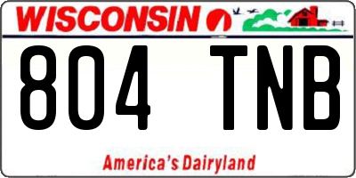 WI license plate 804TNB