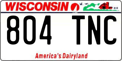 WI license plate 804TNC