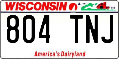 WI license plate 804TNJ
