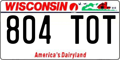 WI license plate 804TOT