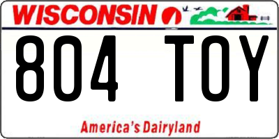WI license plate 804TOY