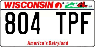 WI license plate 804TPF
