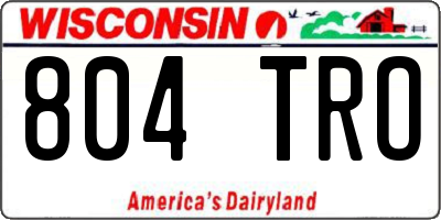 WI license plate 804TRO