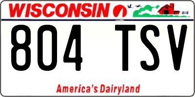 WI license plate 804TSV