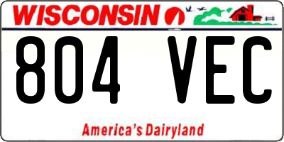 WI license plate 804VEC