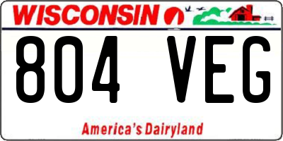 WI license plate 804VEG