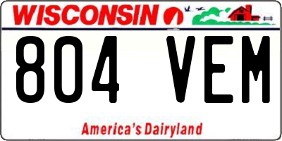 WI license plate 804VEM