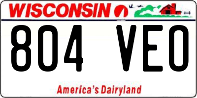WI license plate 804VEO