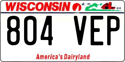 WI license plate 804VEP
