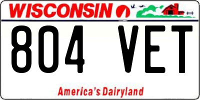 WI license plate 804VET