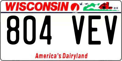 WI license plate 804VEV