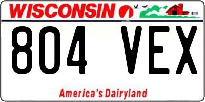 WI license plate 804VEX