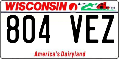 WI license plate 804VEZ