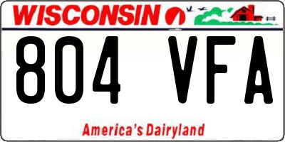 WI license plate 804VFA