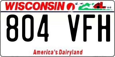 WI license plate 804VFH