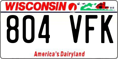 WI license plate 804VFK