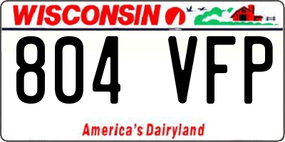 WI license plate 804VFP
