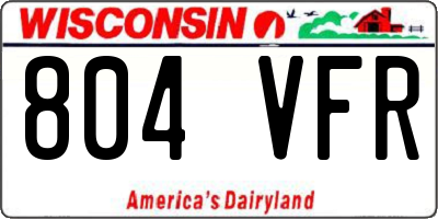 WI license plate 804VFR