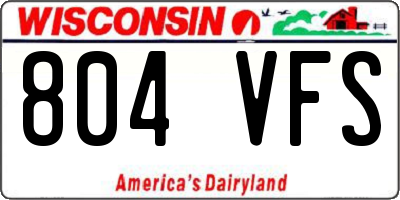 WI license plate 804VFS