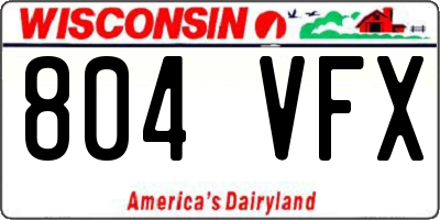 WI license plate 804VFX
