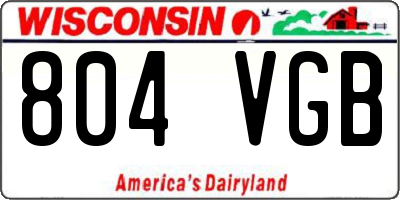 WI license plate 804VGB