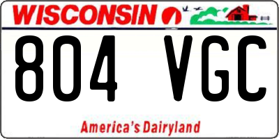 WI license plate 804VGC