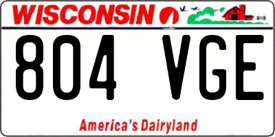 WI license plate 804VGE