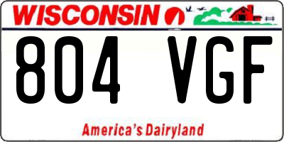 WI license plate 804VGF