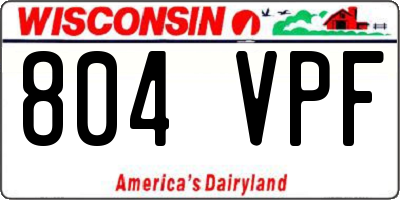 WI license plate 804VPF