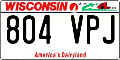 WI license plate 804VPJ