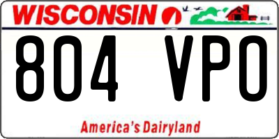 WI license plate 804VPO