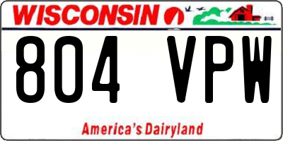 WI license plate 804VPW