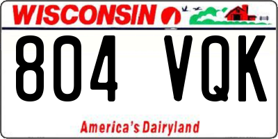 WI license plate 804VQK