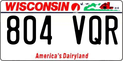 WI license plate 804VQR