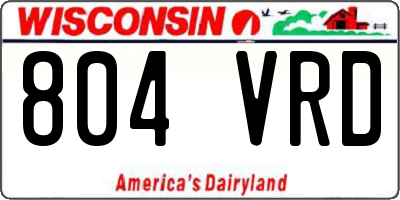 WI license plate 804VRD