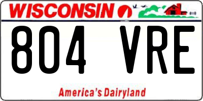 WI license plate 804VRE
