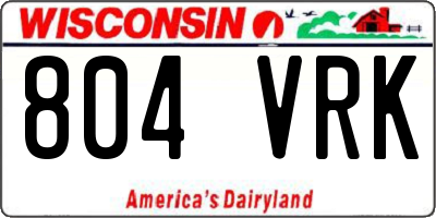 WI license plate 804VRK